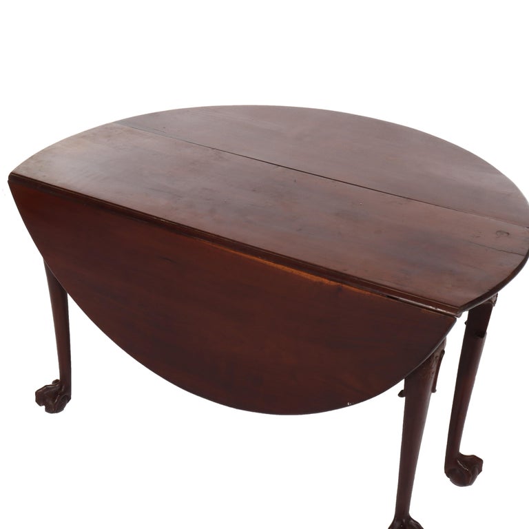 18thC Chippendale Mahogany Drop Leaf Shoe Foot & Gate Leg Table
