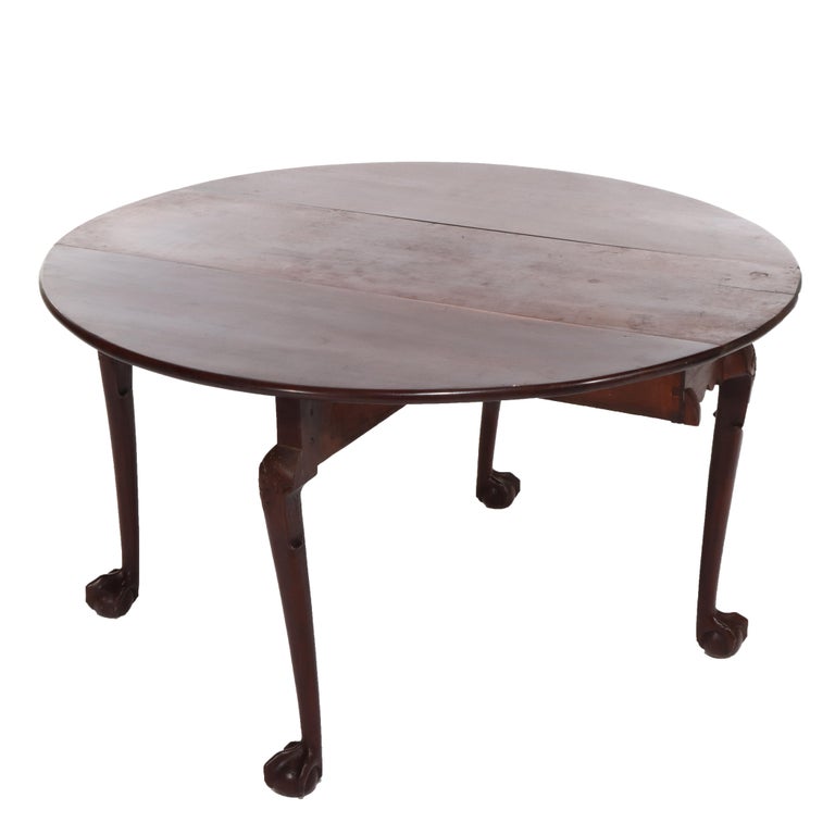 18thC Chippendale Mahogany Drop Leaf Shoe Foot & Gate Leg Table