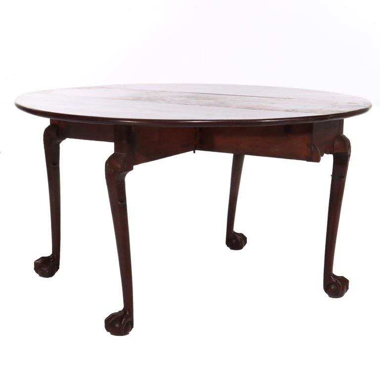 18thC Chippendale Mahogany Drop Leaf Shoe Foot & Gate Leg Table