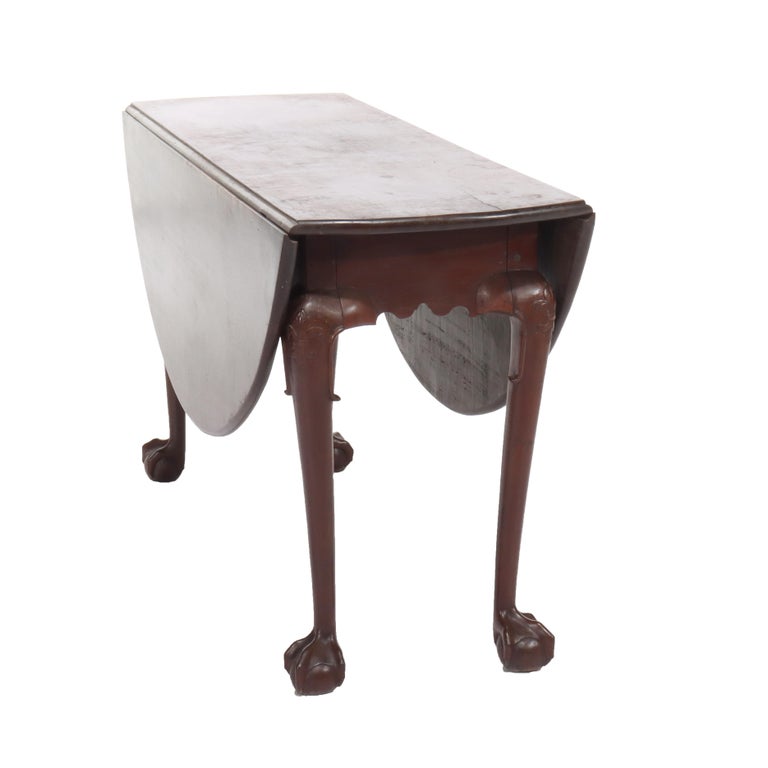 18thC Chippendale Mahogany Drop Leaf Shoe Foot & Gate Leg Table