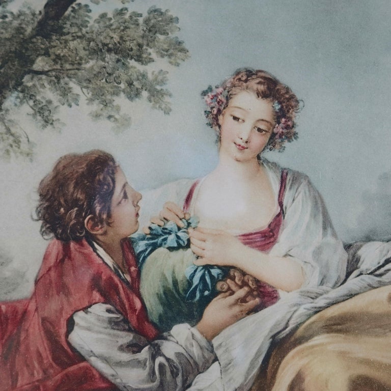 Large French Print "La Musette" after Boucher François, Framed, 20th C