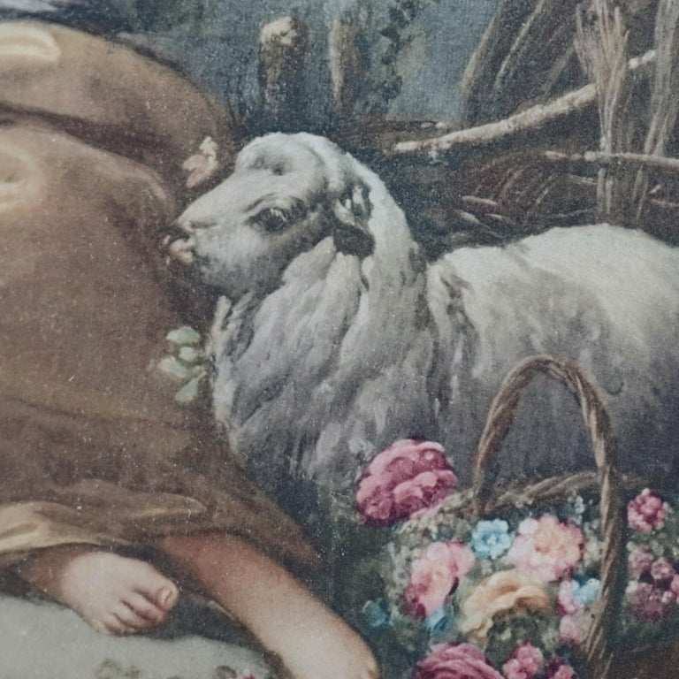 Large French Print "La Musette" after Boucher François, Framed, 20th C