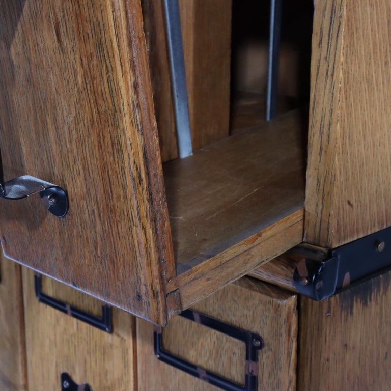 Oversized Antique Oak 6 Section 30 Drawer File Cabinet C1920