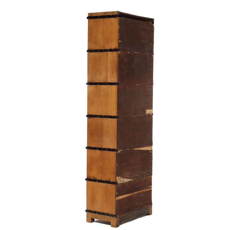 Oversized Antique Oak 6 Section 30 Drawer File Cabinet C1920