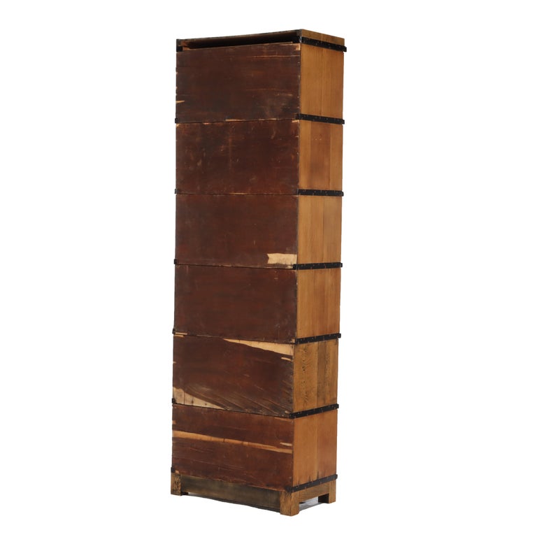 Oversized Antique Oak 6 Section 30 Drawer File Cabinet C1920