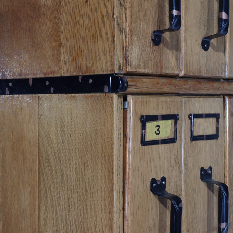 Oversized Antique Oak 6 Section 30 Drawer File Cabinet C1920