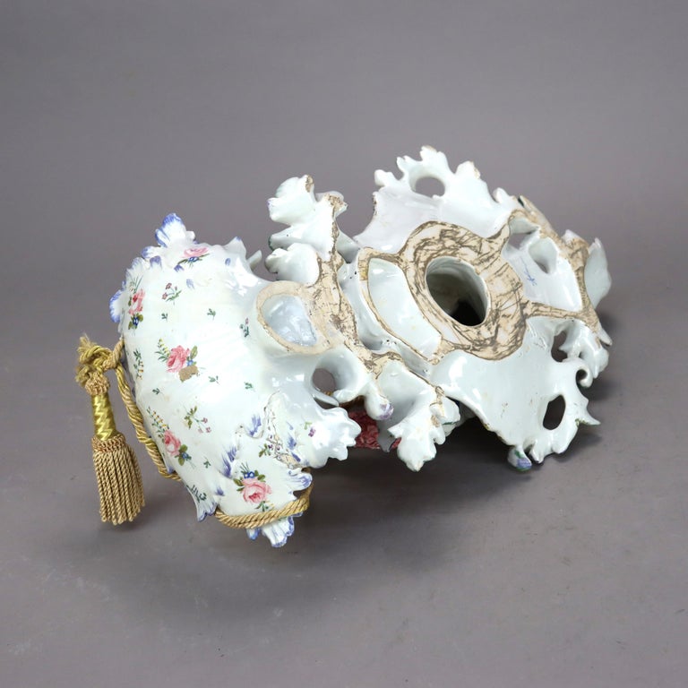 Meissen School High Glaze Porcelain Figural & Floral Wall Sconce with Boy 20thC