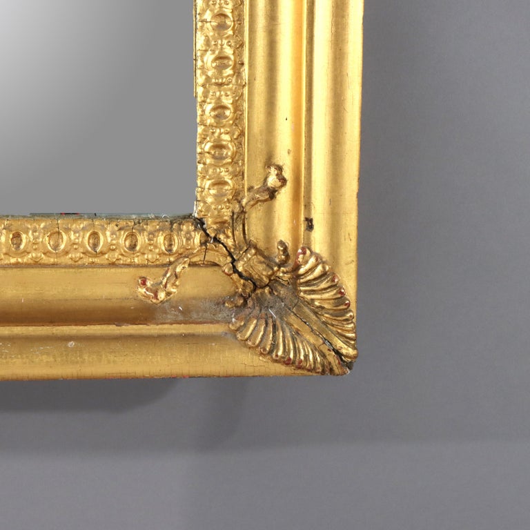Antique Federal Trumeau Reverse Painted Gilt Wood Mirror Unsigned 19thC