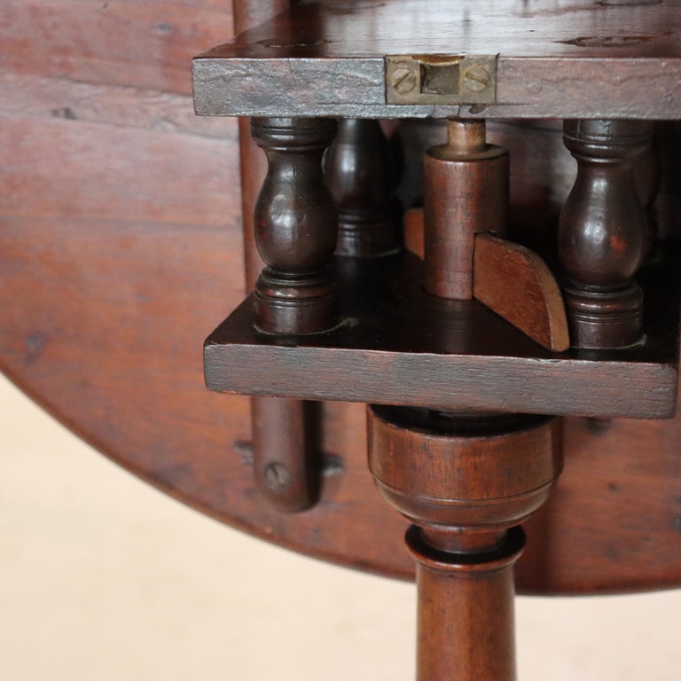 Antique Queen Anne Mahogany Revolving Tilt Top Table With Bird Cage 19thC