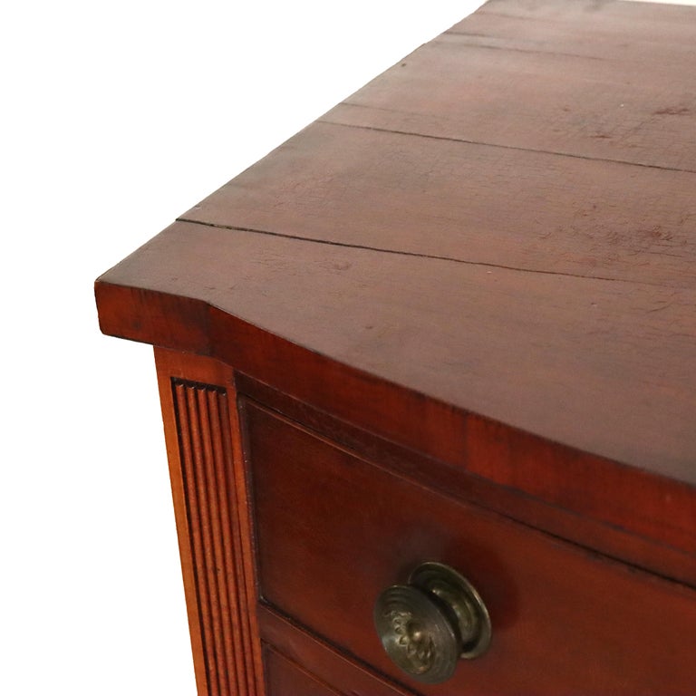 Antique Sheraton Cherry Bow Front Chest With Graduated Drawers 19thC