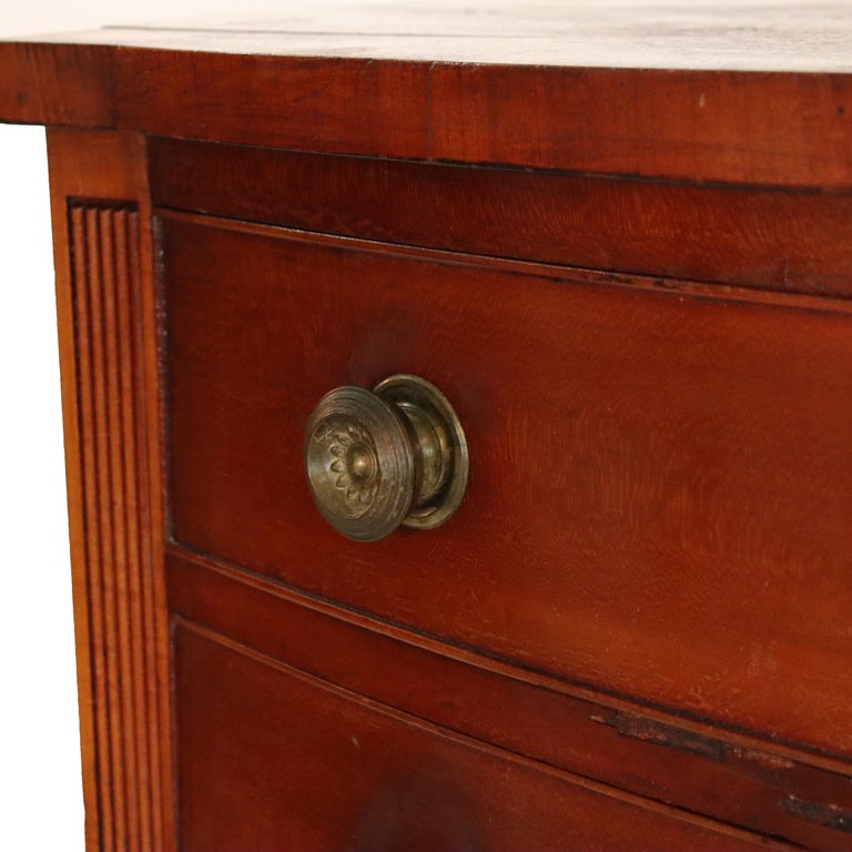 Antique Sheraton Cherry Bow Front Chest With Graduated Drawers 19thC