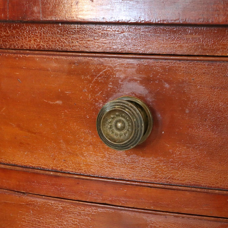 Antique Sheraton Cherry Bow Front Chest With Graduated Drawers 19thC