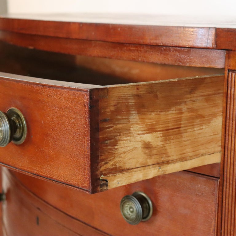 Antique Sheraton Cherry Bow Front Chest With Graduated Drawers 19thC