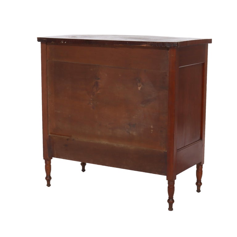 Antique Sheraton Cherry Bow Front Chest With Graduated Drawers 19thC