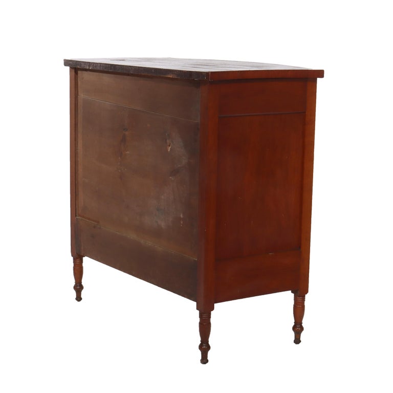 Antique Sheraton Cherry Bow Front Chest With Graduated Drawers 19thC