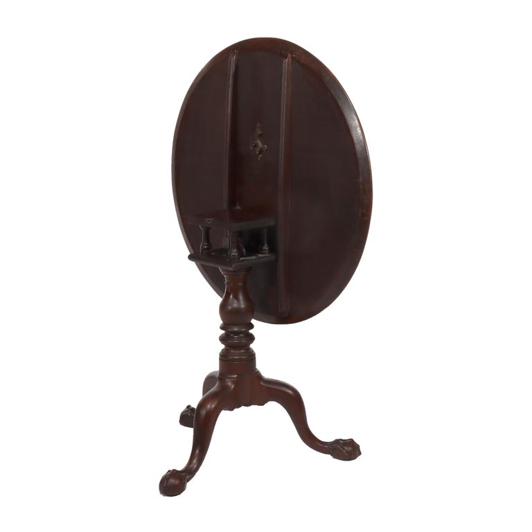 Antique Chippendale Carved Mahogany Tilt Top Table 19thC