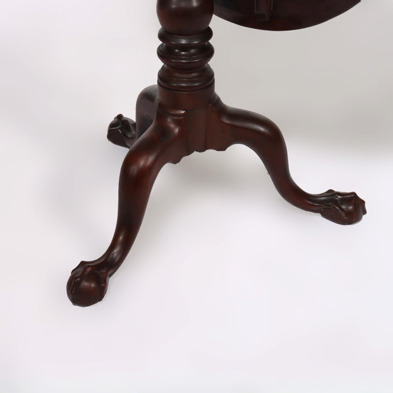 Antique Chippendale Carved Mahogany Tilt Top Table 19thC