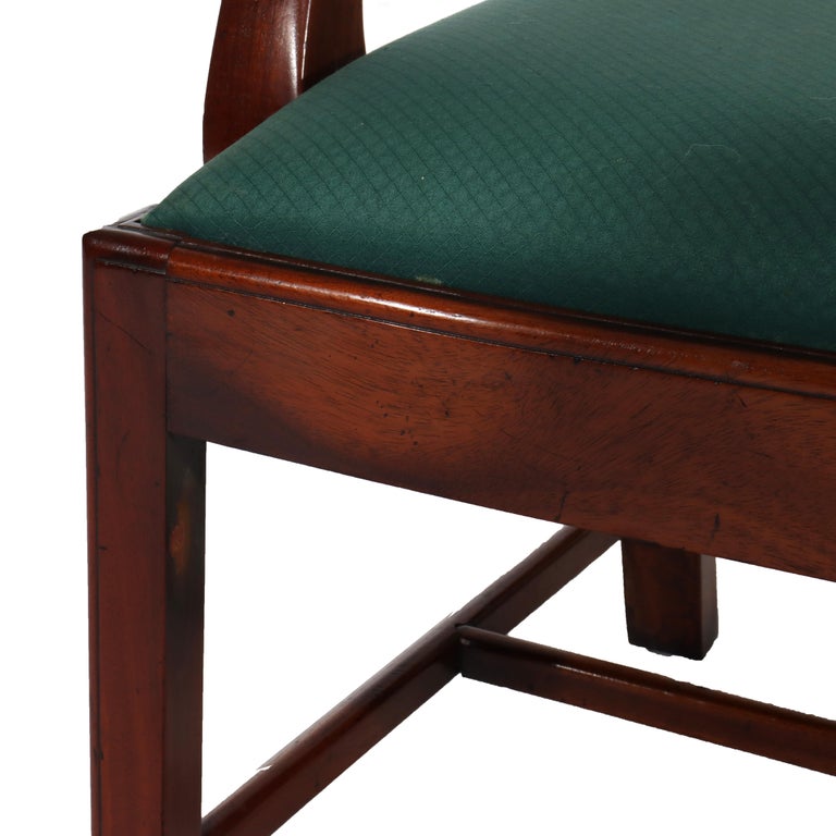 Eight Antique Chippendale Carved Mahogany Ribbon Back Dining Chairs