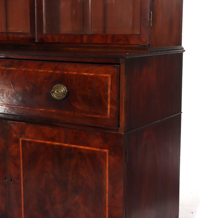 Antique Federal Flame Mahogany Secretary Unsigned 19thC