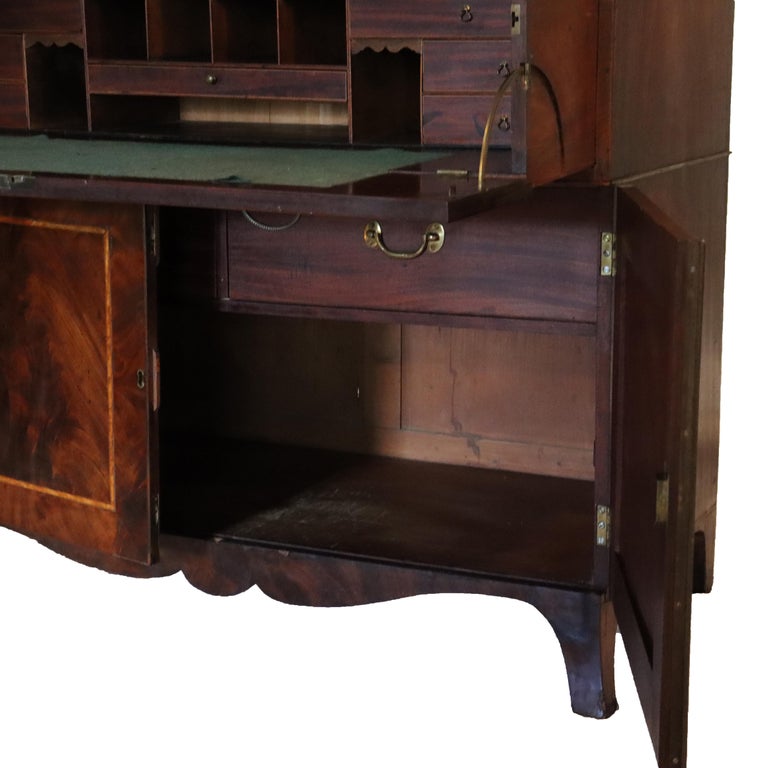 Antique Federal Flame Mahogany Secretary Unsigned 19thC