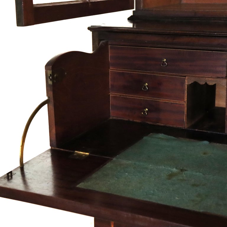 Antique Federal Flame Mahogany Secretary Unsigned 19thC
