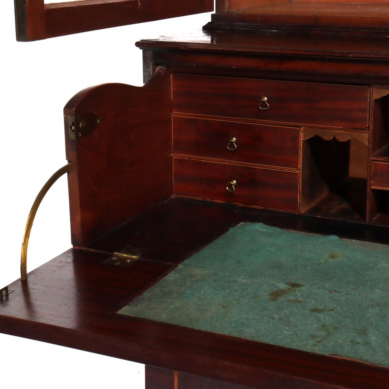 Antique Federal Flame Mahogany Secretary Unsigned 19thC