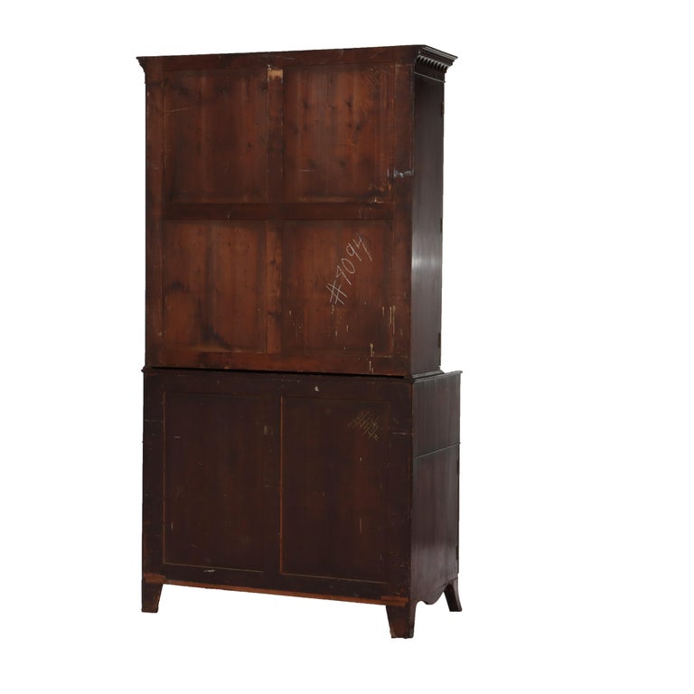 Antique Federal Flame Mahogany Secretary Unsigned 19thC