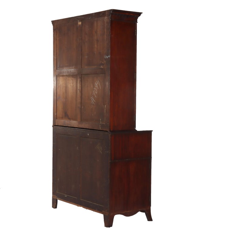 Antique Federal Flame Mahogany Secretary Unsigned 19thC