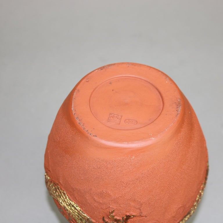 Japanese Embossed Terra Cotta Vase with Dragon C1930