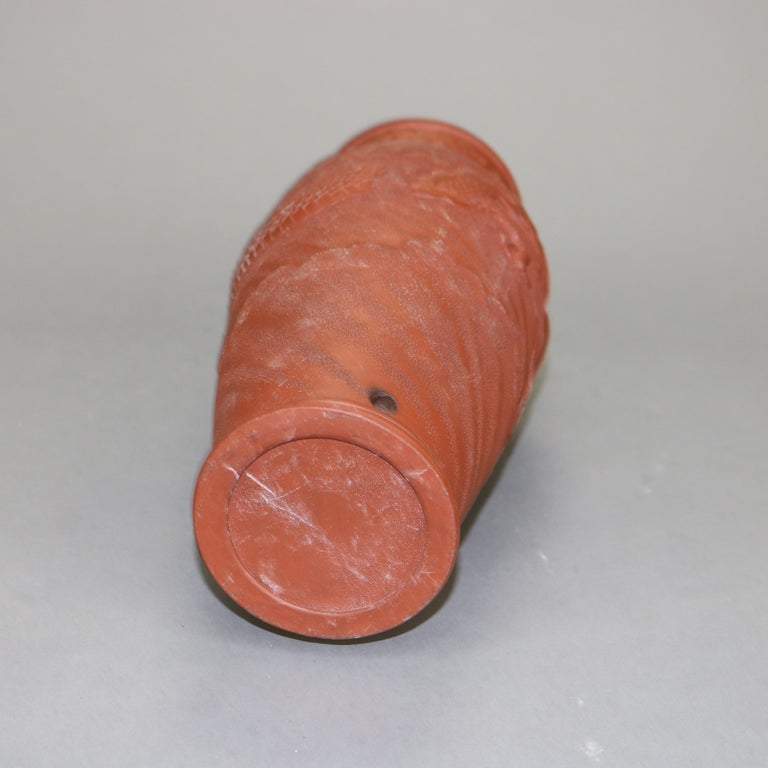Japanese Embossed Terra Cotta Vase with Dragon C1930