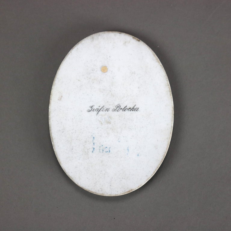 Two Miniature Portrait Paintings on Porcelain Plaques of Women C1890