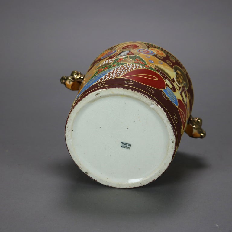 Japanese Figural Hand Painted Porcelain Ice Bucket with Wise Men & Foo Dog 20thC