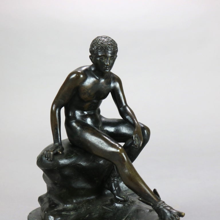 Antique Classical Cast Bronze Sculpture ff Hermes C1900