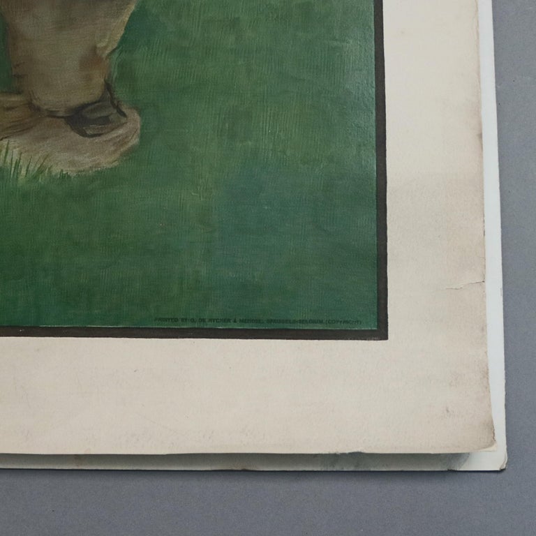 Antique French Genre Print after "Rokende Knapen" by Frantz Charlet, circa 1910