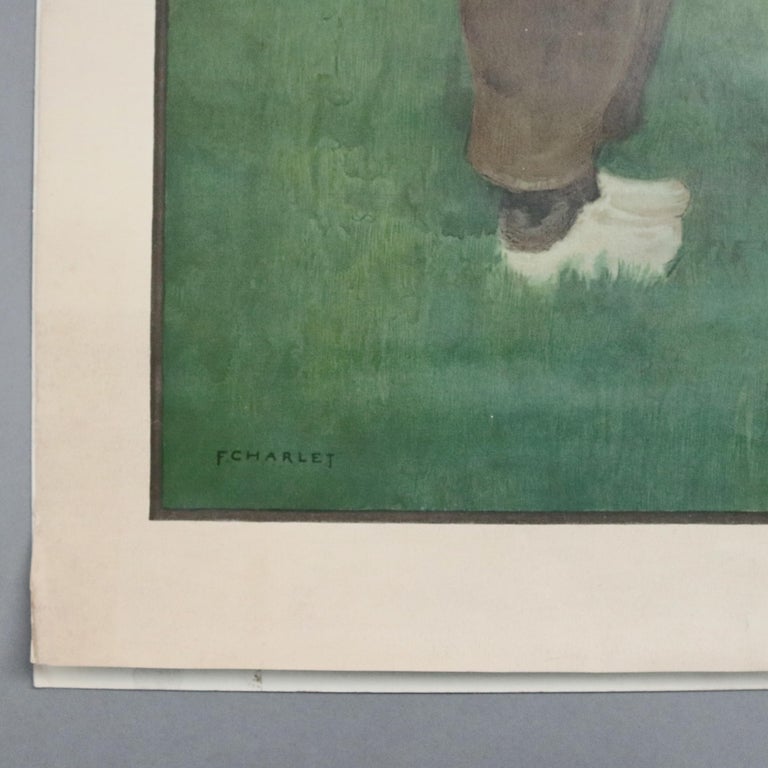 Antique French Genre Print after "Rokende Knapen" by Frantz Charlet, circa 1910