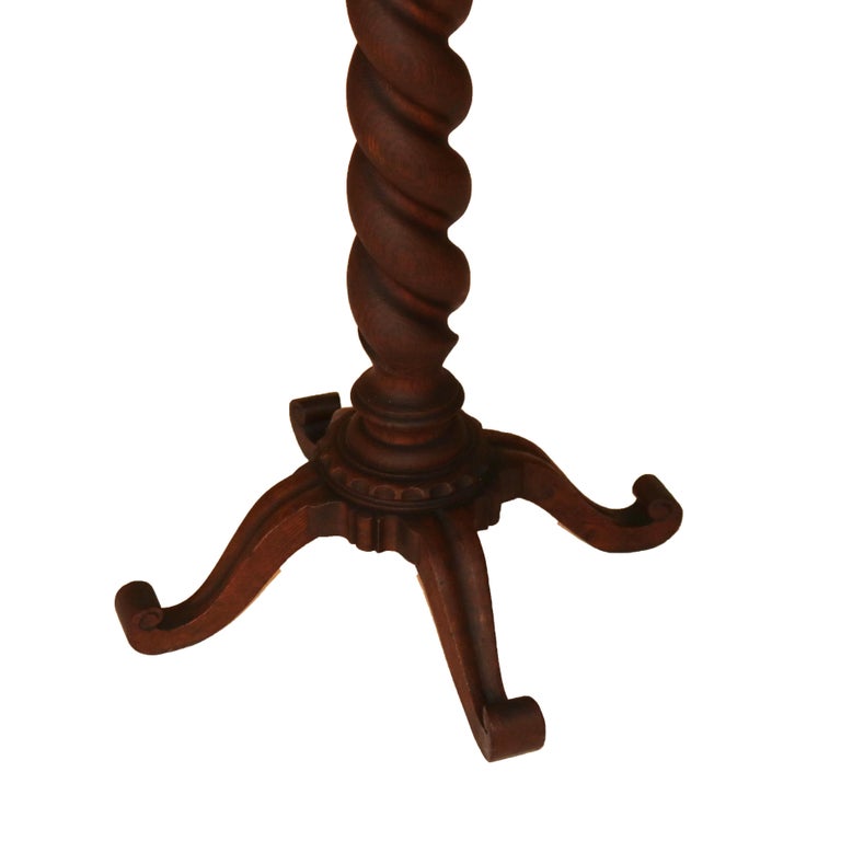 RJ Horner Arts and Crafts Oak Barley Twist Sculpture/Plant Pedestal C1920