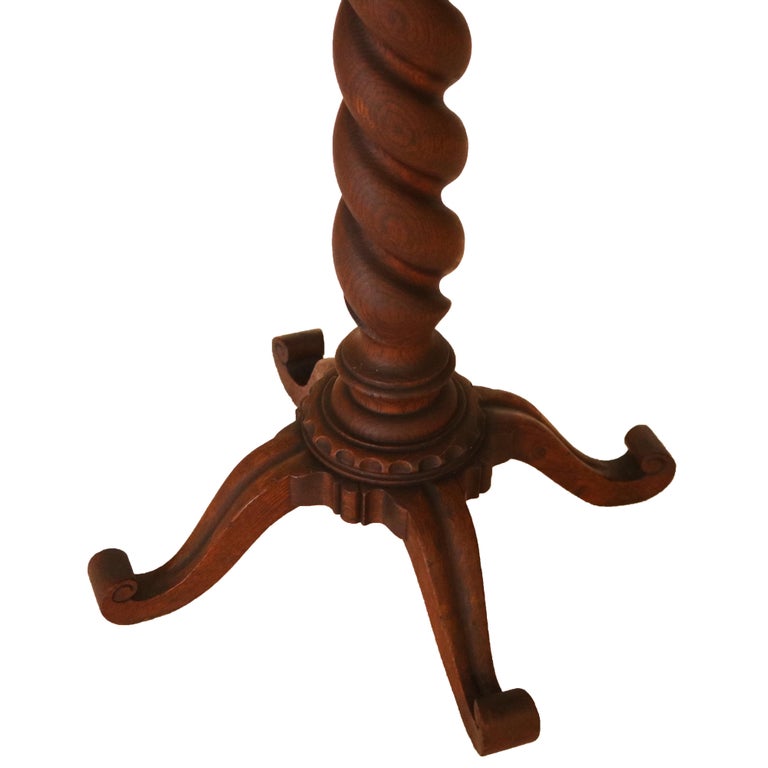 RJ Horner Arts and Crafts Oak Barley Twist Sculpture/Plant Pedestal C1920