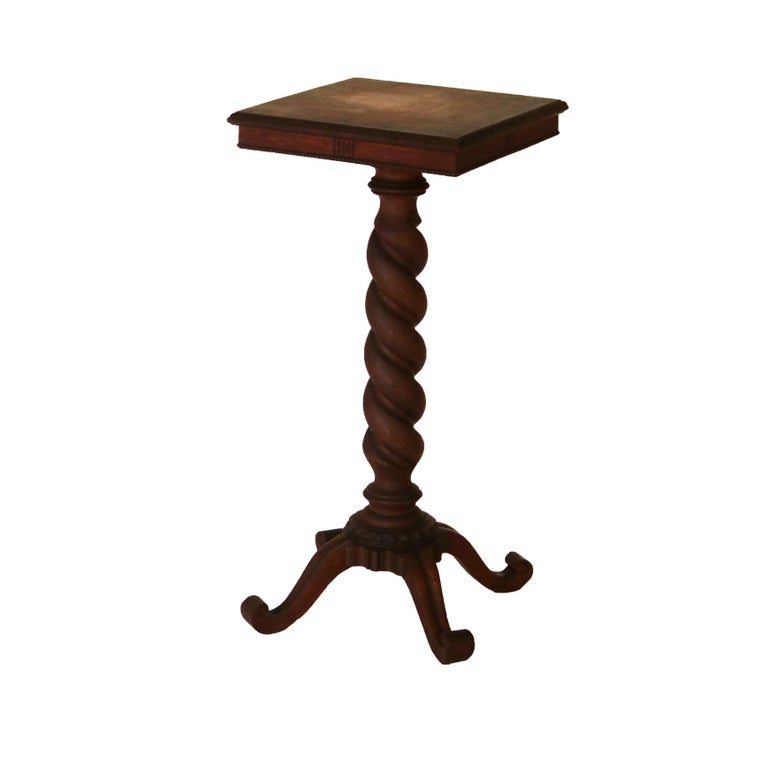 RJ Horner Arts and Crafts Oak Barley Twist Sculpture/Plant Pedestal C1920
