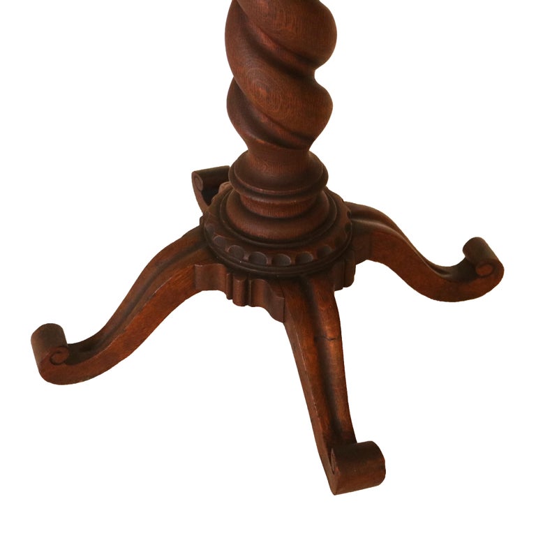 RJ Horner Arts and Crafts Oak Barley Twist Sculpture/Plant Pedestal C1920