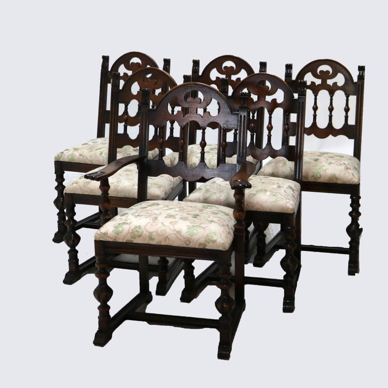 Six Antique Berkey & Gay or Kittinger School Carved Walnut Dining Chairs C1930