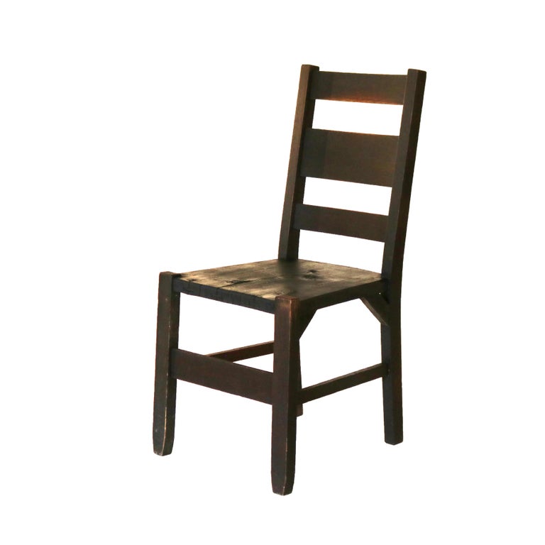 Four Antique Conant Arts & Crafts Mission Oak Slat Back Dining Chairs C1920