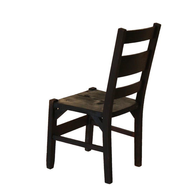 Four Antique Conant Arts & Crafts Mission Oak Slat Back Dining Chairs C1920