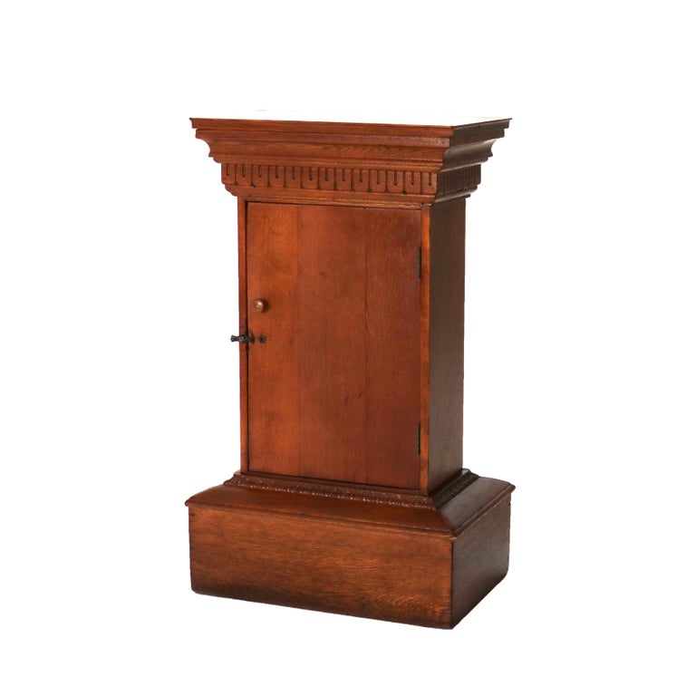 Antique Carved Oak Mixing Stand & Cabinet C1920
