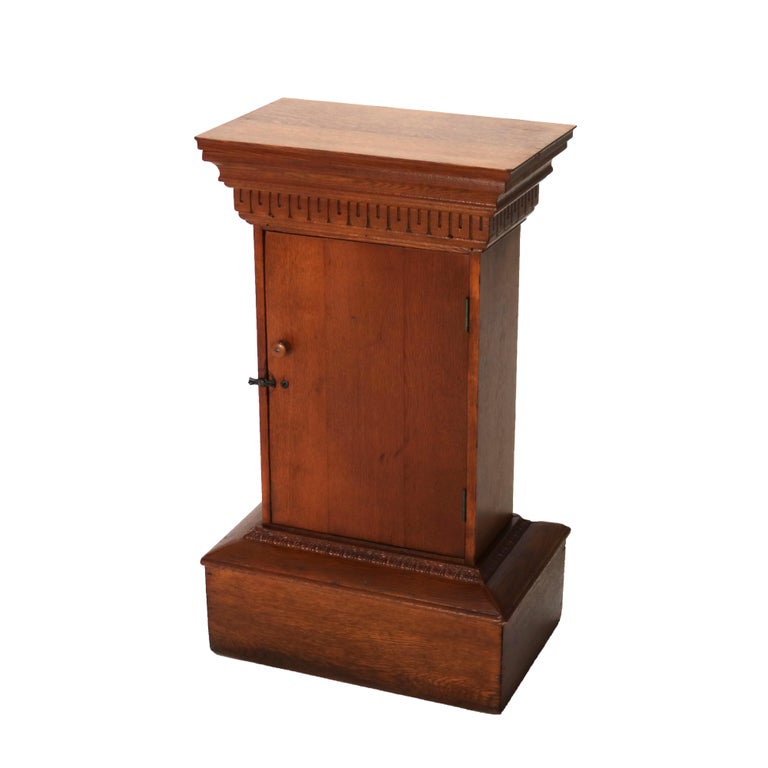 Antique Carved Oak Mixing Stand & Cabinet C1920