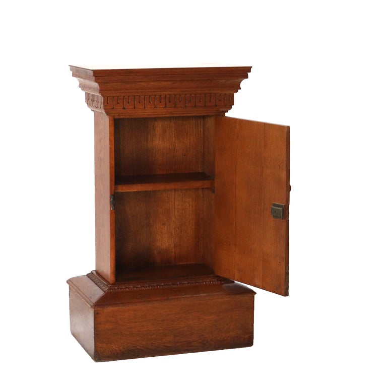 Antique Carved Oak Mixing Stand & Cabinet C1920