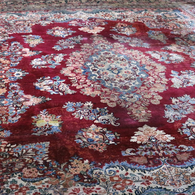Oversized Antique Persian Sarouk Wool Rug C1920