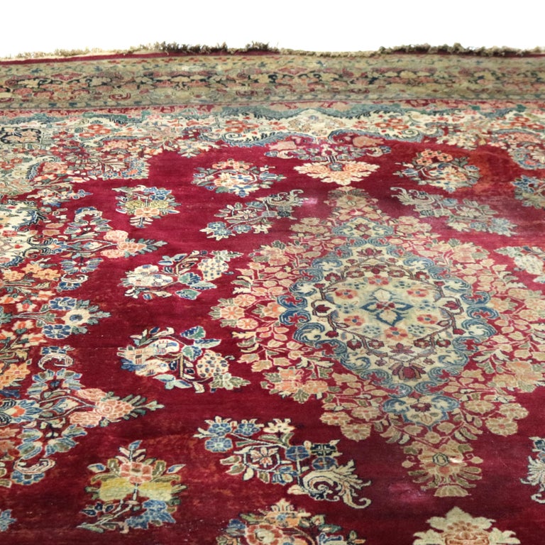 Oversized Antique Persian Sarouk Wool Rug C1920