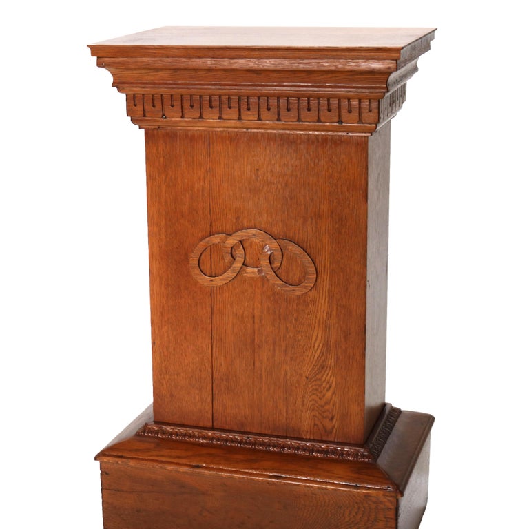 Antique Carved Oak Mixing Stand & Cabinet C1920