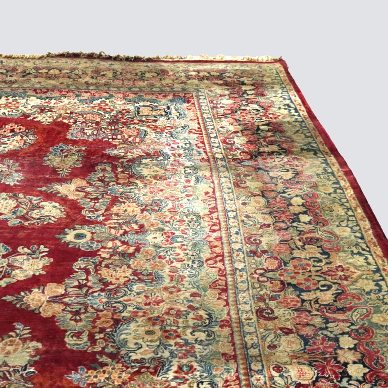 Oversized Antique Persian Sarouk Wool Rug C1920