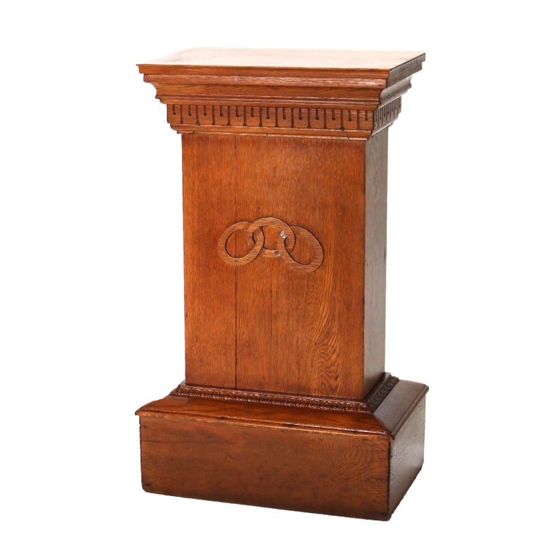 Antique Carved Oak Mixing Stand & Cabinet C1920